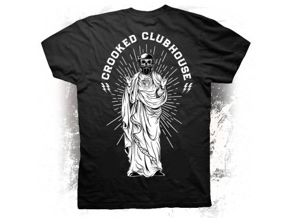Crooked Clubhouse Black Madra Short Sleeve Tee. Large. - Image 2