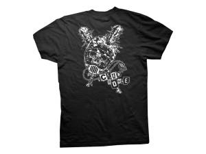 Crooked Clubhouse Black Damaged Short Sleeve Tee. Medium.