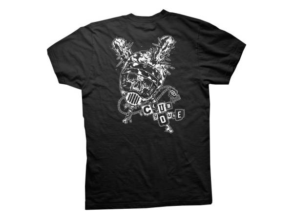 Crooked Clubhouse Black Damaged Short Sleeve Tee. Medium.