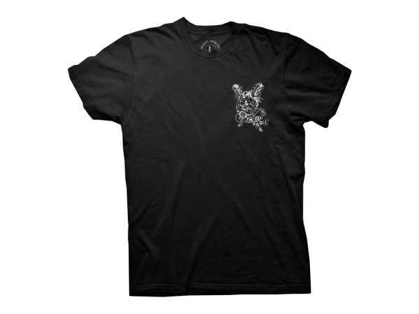 Crooked Clubhouse Black Damaged Short Sleeve Tee. Medium. - Image 2