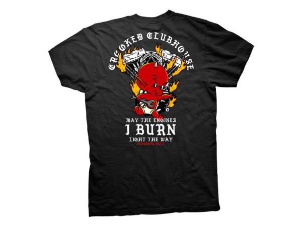 Crooked Clubhouse Black Devil Engine Short Sleeve Tee. Medium.