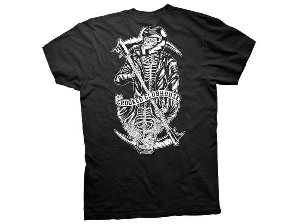 Crooked Clubhouse Black Flip Back Short Sleeve Tee. Large. - Image 2