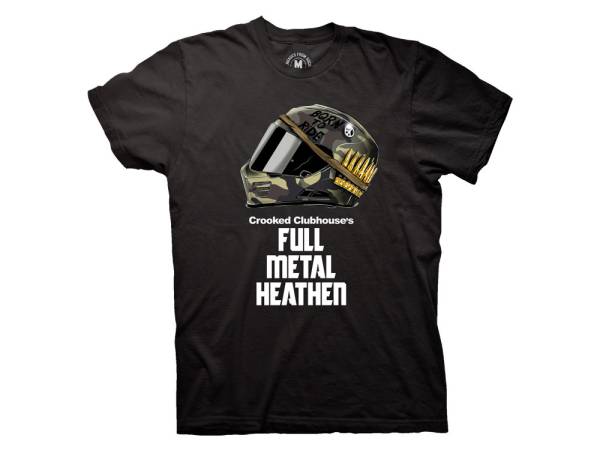 Crooked Clubhouse Black Full Metal Short Sleeve Tee. Large.
