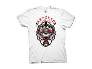 Crooked Clubhouse White Wolfgang Short Sleeve Tee. Medium.