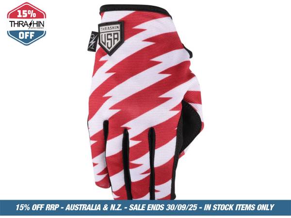 Red & Blue, Stars & Bolts Stealth Gloves - Size Small - Image 2