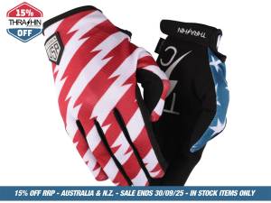 Red & Blue, Stars & Bolts Stealth Gloves - Size Large