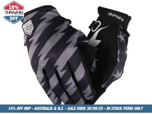 Black & Grey, Stars & Bolts Stealth Gloves - Size Small