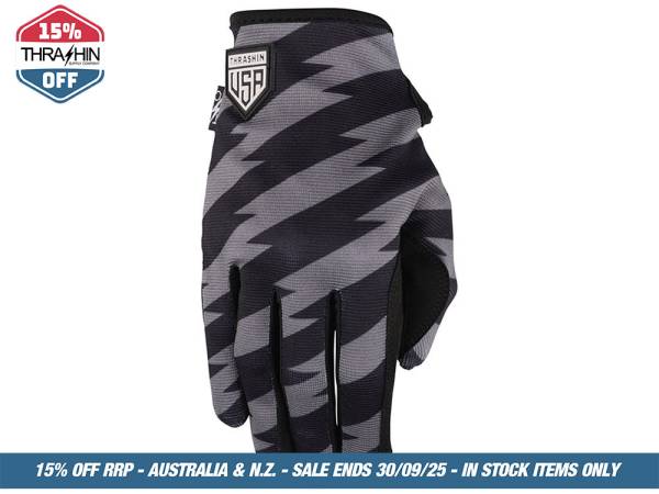 Black & Grey, Stars & Bolts Stealth Gloves - Size Medium - Image 2