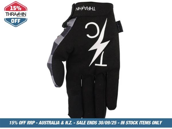 Black & Grey, Stars & Bolts Stealth Gloves - Size Medium - Image 3