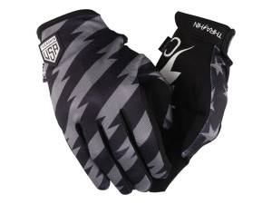 Black & Grey, Stars & Bolts Stealth Gloves - Size Medium