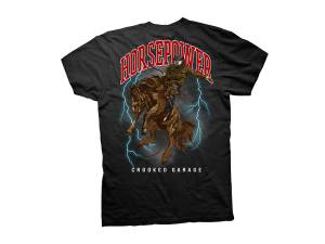 Crooked Clubhouse Black CG Horsepower Short Sleeve Tee. Medium.